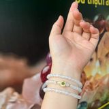  Vòng Tay Đá Moonstone Cuốn 3 Mix Charm Bạc Mạ Vàng 