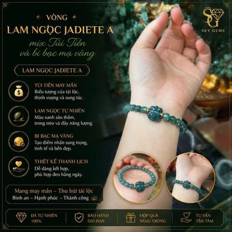  Vòng Lam Ngọc 6mm Mix Túi Tiền 