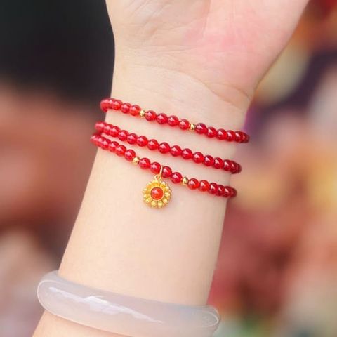 Vòng Mã Não Đỏ Mix Charm Bạc Mạ Vàng