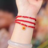 Vòng Mã Não Đỏ Mix Charm Bạc Mạ Vàng 