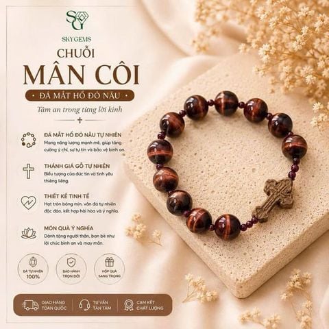 Vòng Mân Côi Mắt Hổ mix Garnet