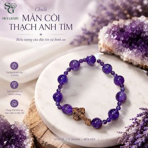 Vòng Mân Côi Thạch Anh Tím