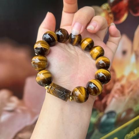 Vòng Mắt Hổ 16mm VIP Mix Lu Thống Chạm Kim Tiền