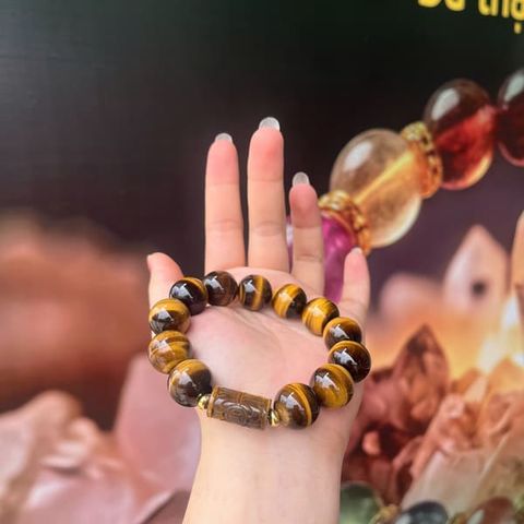 Vòng Mắt Hổ 16mm VIP Mix Lu Thống Chạm Kim Tiền