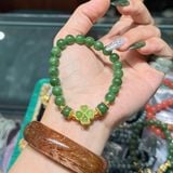  Vòng Tay Ngọc Bích 8mm VIP Mix Charm Bạc Mạ Vàng 