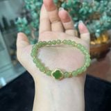  Vòng Ngọc Hòa Điền VIP Mix Charm Cỏ 4 Lá Bọc Ngọc Bích Mạ Vàng 