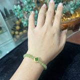  Vòng Ngọc Hòa Điền VIP Mix Charm Cỏ 4 Lá Bọc Ngọc Bích Mạ Vàng 