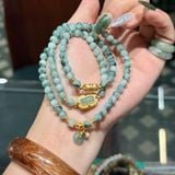 Vòng Tay Ngọc Phỉ Thúy Hoa Bay Mix Charm Mạ Vàng M2 