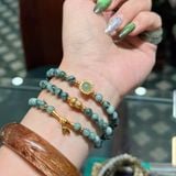  Vòng Tay Ngọc Phỉ Thúy Hoa Bay Mix Charm Mạ Vàng M3 