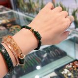  Vòng Ngọc Sơn Thủy Bánh Xe Hàng A Mix Ngũ Điếu và Charm Vàng 