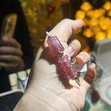  Vòng Tay Ngũ Điếu Mix Lu Thống Chạm Kim Tiền Thạch Anh Dâu Tây Hồng 