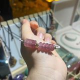  Vòng Tay Ngũ Điếu Mix Lu Thống Chạm Kim Tiền Thạch Anh Dâu Tây Hồng 