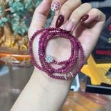  Vòng tay Ruby cắt giác cuốn 4 mix bạc 