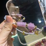  Vòng Tay Cỏ 4 Lá Mix Ngũ Điếu Thạch Anh Hồng Madagascar 