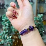  Vòng Tay Thạch Anh Tím Mix Cỏ 4 Lá & Ngũ Điếu 