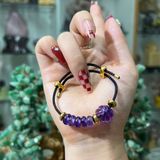  Vòng Tay Thạch Anh Tím Mix Cỏ 4 Lá & Ngũ Điếu 