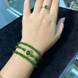 Vòng Tay Đá Diopside VIP Cuốn 3 Mix Charm Gắn Ngọc Jadeite 