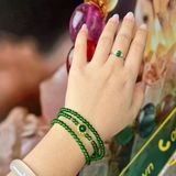  Vòng Tay Đá Diopside VIP Cuốn 3 Mix Charm Gắn Ngọc Jadeite 