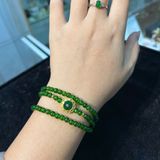  Vòng Tay Đá Diopside VIP Cuốn 3 Mix Charm Gắn Ngọc Jadeite 