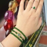  Vòng Tay Đá Diopside VIP Cuốn 3 Mix Charm Gắn Ngọc Jadeite 