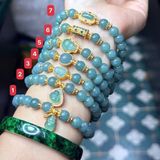  Vòng Lam Ngọc 8mm Mix Charm Bạc Mạ Vàng 