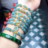  Vòng Lam Ngọc 8mm Mix Charm Bạc Mạ Vàng 