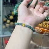  Vòng Tay Lam Ngọc Mix Hoa Sen Bạc Si Vàng 