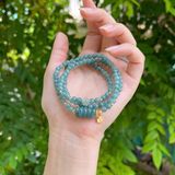  Vòng Tay Lam Ngọc Quấn 3 Mix Ngũ Điếu, Hoa Mai và Charm Bạc Mạ Vàng 