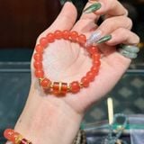  Vòng Tay Mã Não Nam Hồng 8mm Mix Charm Bạc Mạ Vàng 