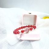  Vòng Thạch Anh Dâu Tây Hồng Mix Cỏ 4 Lá Bọc Bạc 