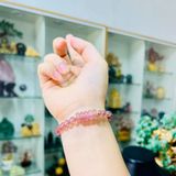  Vòng Tay Thạch Anh Dâu Tây Hồng Mix Ngũ Điếu 