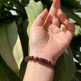  Vòng Tay Thạch Anh Tóc Đỏ 8mm Mix Lu Thống & Bi Vàng 