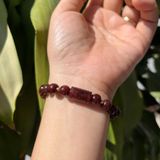  Vòng Tay Thạch Anh Tóc Đỏ 8mm Mix Lu Thống & Bi Vàng 