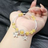  Vòng Tay Thạch Anh Tóc Vàng Mix Charm Bạc 