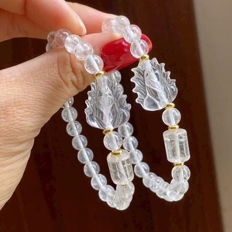  Vòng Thạch Anh Trắng Mix Hồ Ly và Lu Thống 