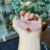  Vòng Thạch Anh Hồng Mix Charm Bạc Và Hạt Mã Não Đỏ 