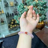  Vòng Thạch Anh Hồng Mix Charm Bạc Và Hạt Mã Não Đỏ 