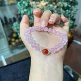  Vòng Thạch Anh Hồng Mix Charm Bạc Và Hạt Mã Não Đỏ 