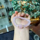  Vòng Thạch Anh Hồng Mix Cỏ 4 Lá Và Charm Bạc Mạ Vàng 