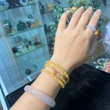  Vòng Tay Thạch Anh Tóc Vàng Cuốn 3 Mix Charm Bạc Mạ Vàng 5mm 