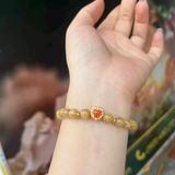  Vòng Thạch Anh Tóc Vàng Mix Charm Trái Tim Gắn Đá Bạc Mạ Vàng 