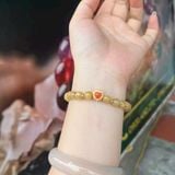  Vòng Thạch Anh Tóc Vàng Mix Charm Trái Tim Gắn Đá Bạc Mạ Vàng 