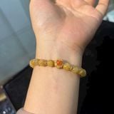  Vòng Thạch Anh Tóc Vàng Mix Charm Trái Tim Gắn Đá Bạc Mạ Vàng 