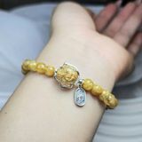  Vòng Thạch Anh Tóc Vàng Mix Hồ Ly Và Charm Bạc 