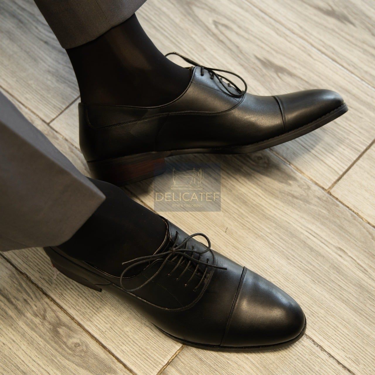  Giày Da Classic Captoe Oxford – Formal Black 