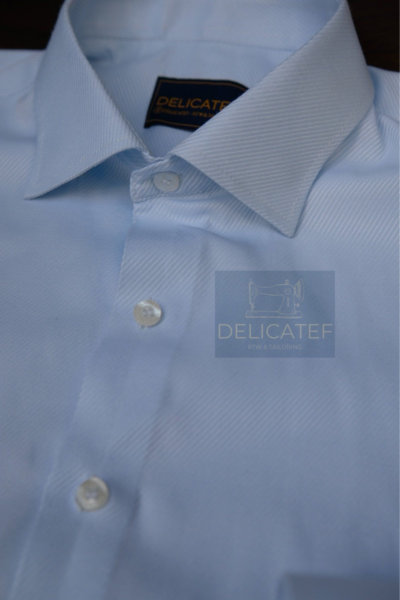  Áo Sơ Mi xanh Nhạt Cotton dệt chéo 