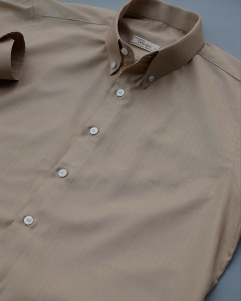  Sơ Mi Nâu Cát vải dọc xương cá 100% Cotton 