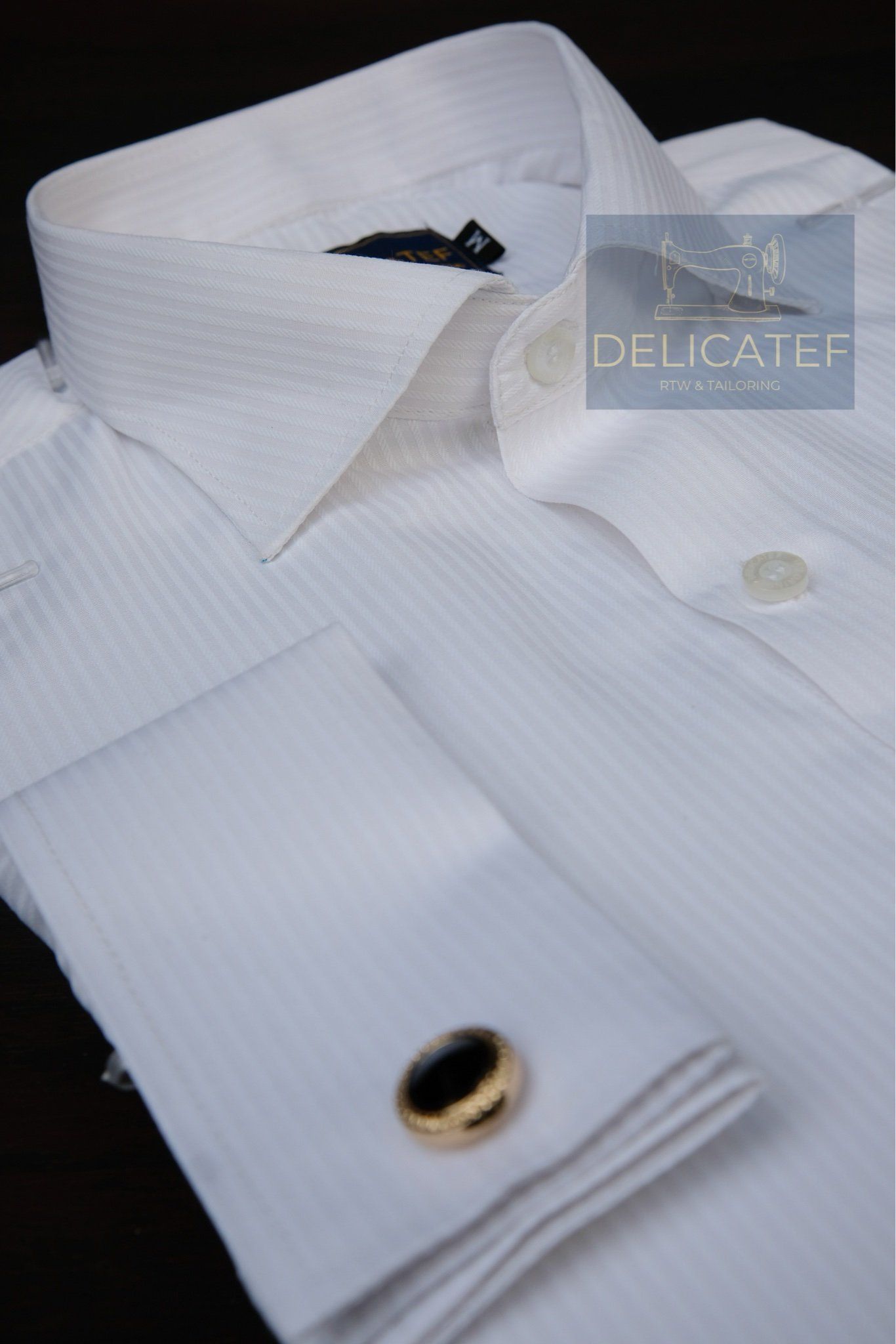  Sơ Mi Trắng Gân Chìm tay Cufflinks_V2 