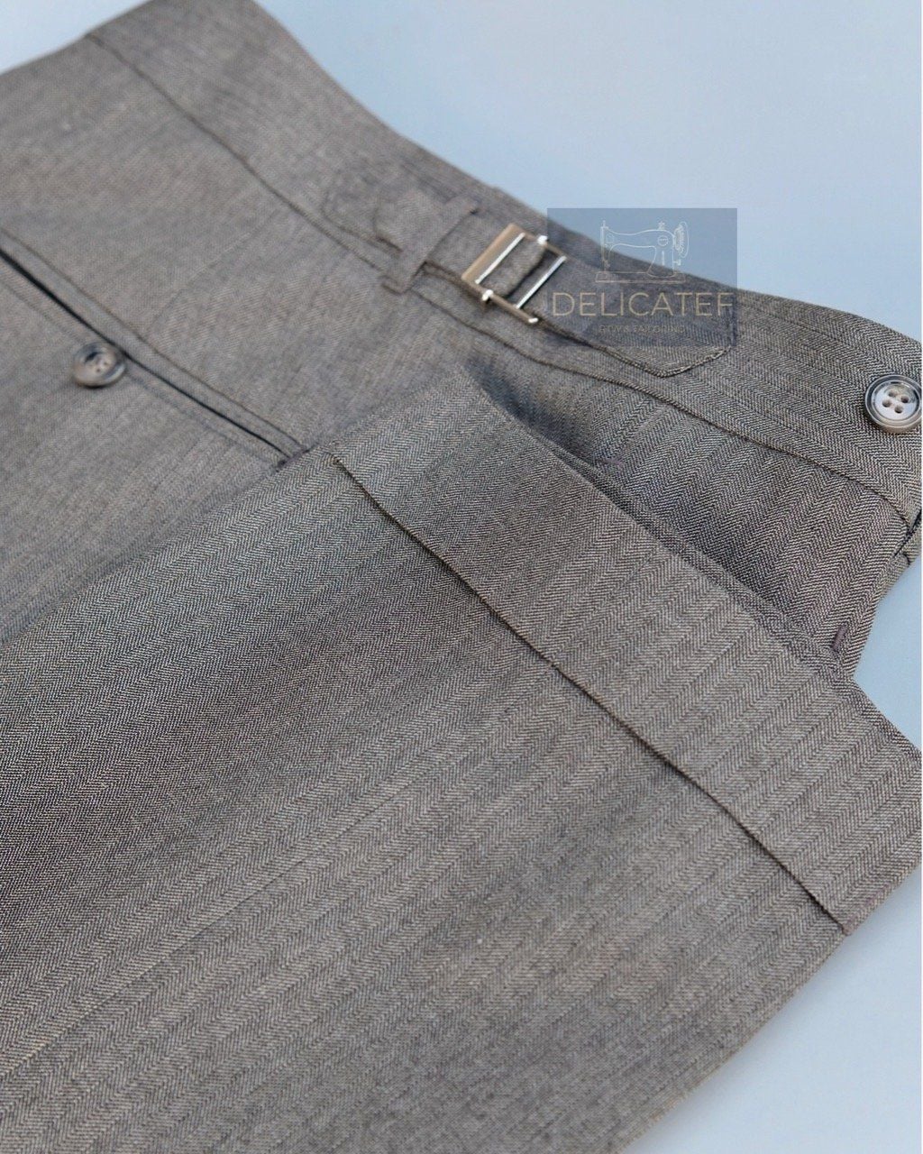  Quần Sidetab Màu Nâu Xám Xương Cá 