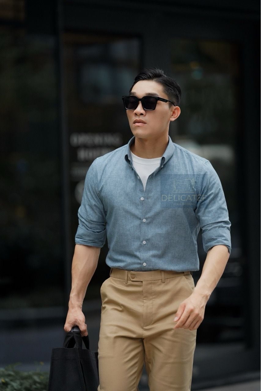  Linen Cotton Shirt – Sky Mist Blue 